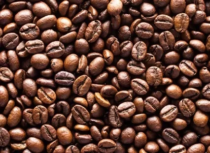 Roasted coffee beans in a pile